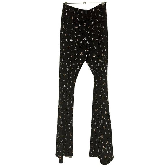 Topshop Boho Preppy Slim Fit Flare Leg Pants Sz 4 US in Black Ditzy Floral NWT - Picture 1 of 7